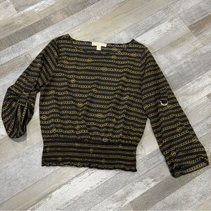 Black and Gold Chain Print Women's Top